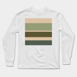 A singular integration of Camo Green, Beige, Grey/Green, Oxley and Gunmetal stripes. Long Sleeve T-Shirt